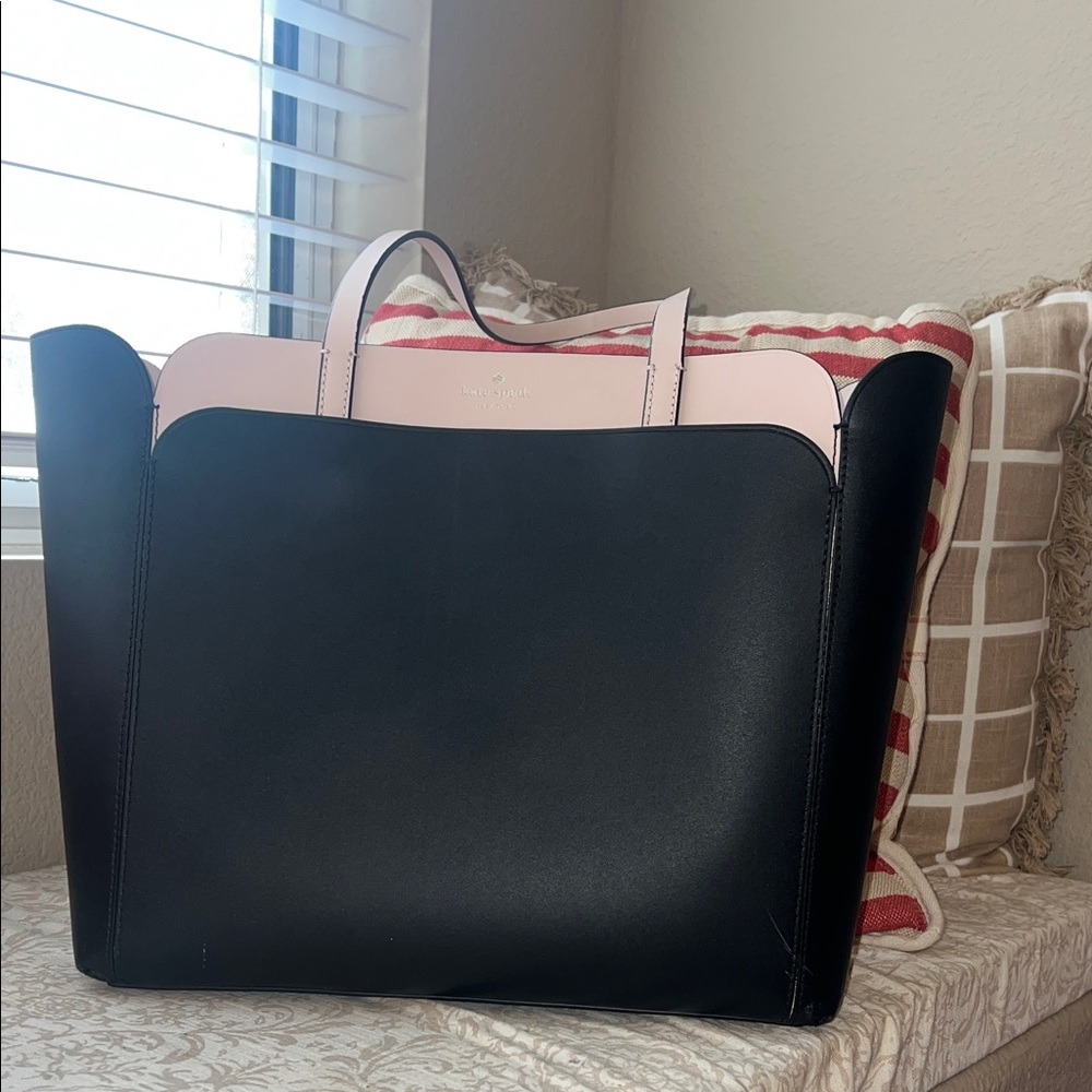 Kate Spade Magnolia street large Black and Light Pink Tote Bag